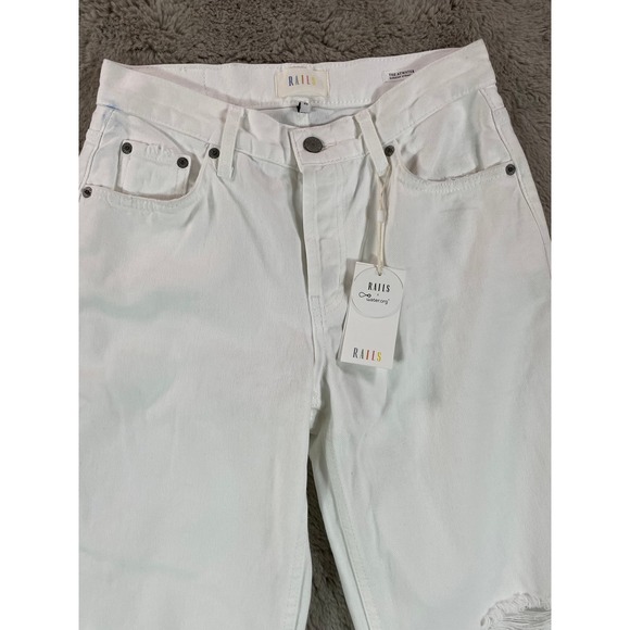 NWT Rails Atwater Blanche Distressed White Slouchy Straight Leg Jeans School 25 - Picture 11 of 11